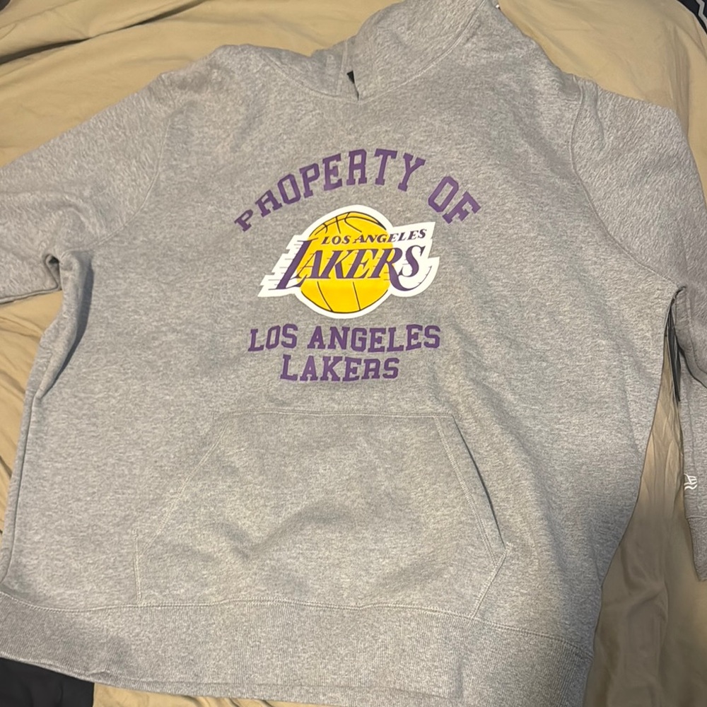 New Era Gray Hoodie with Purple Logo